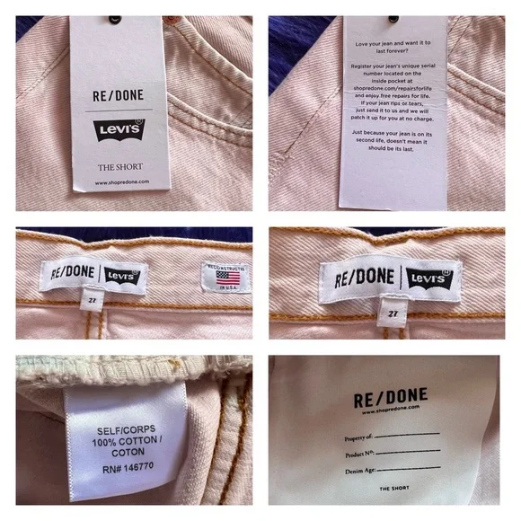 New! Rare Re/Done & Levi’s 70s Vintage High Rise Frayed Hem Shorts - Picture 7 of 7